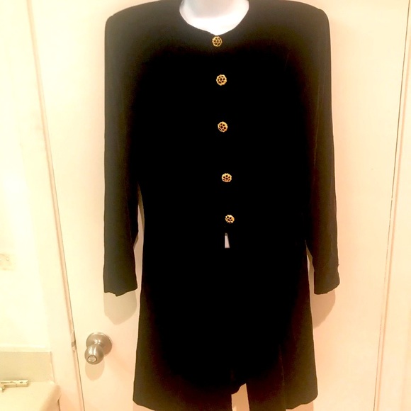 The Silk Farm black velvet tuxedo coat/ jacket/ duster - Picture 3 of 12